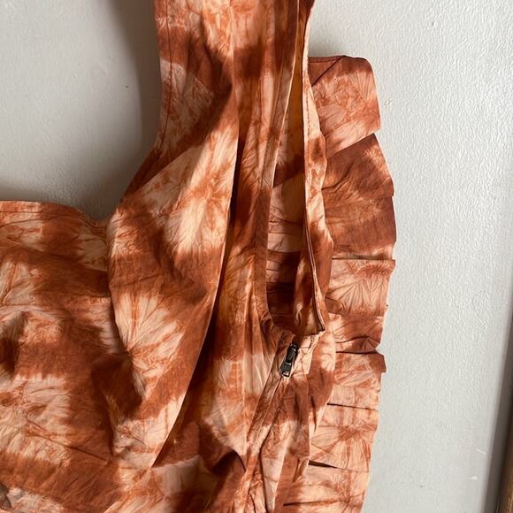 ULLA JOHNSON Senta One-Shoulder Tie Dye Stripe Cotton Top Sequoia - Picture 10 of 16